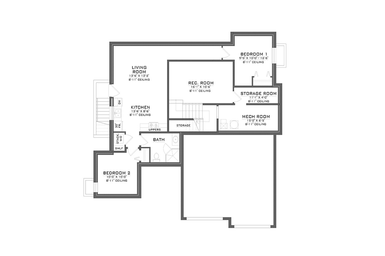 Craftsman House Plan - 69697 - Basement Floor Plan