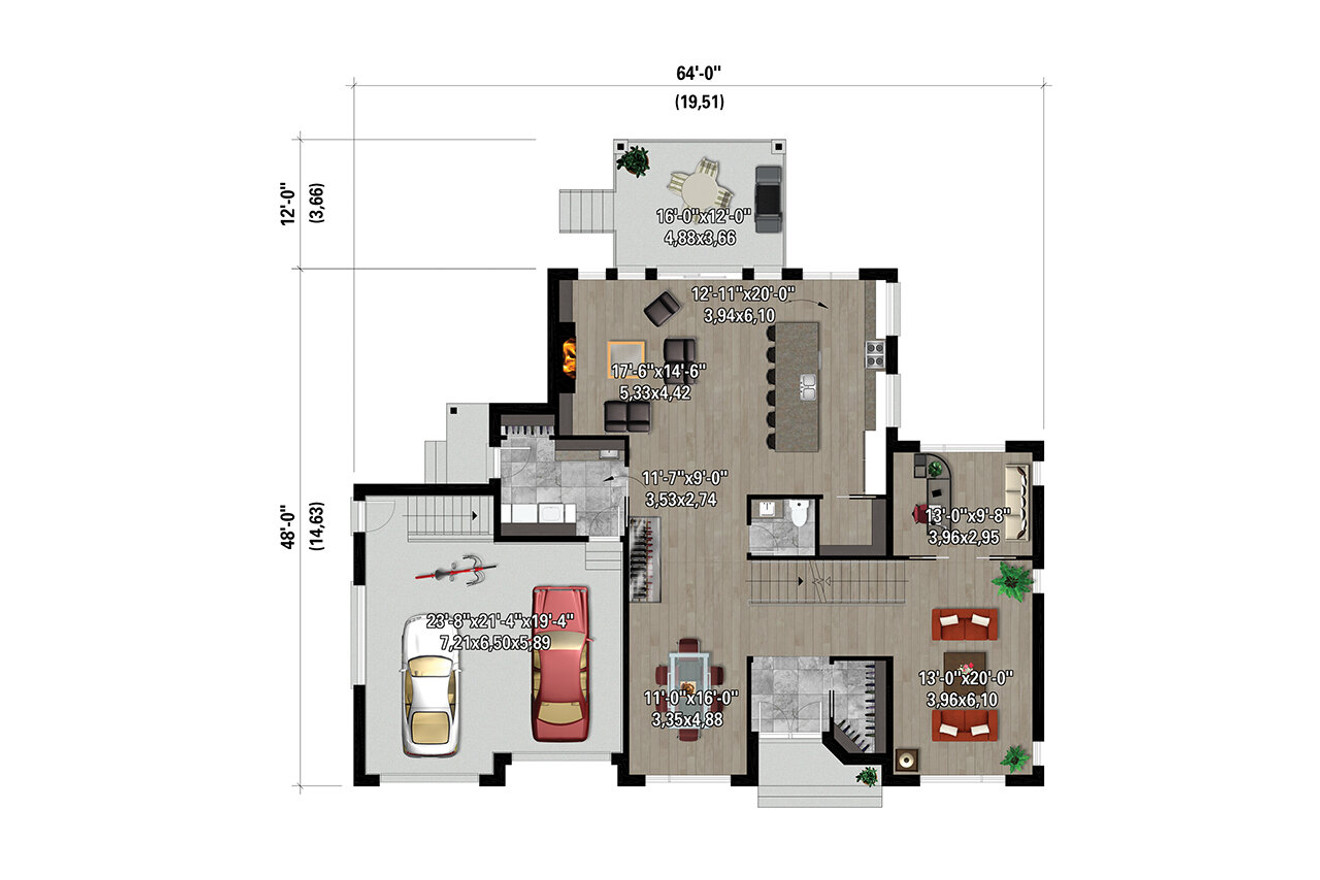 Modern House Plan - 11349 - 1st Floor Plan