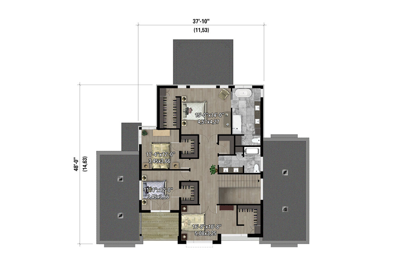 Secondary Image - Modern House Plan - 11349 - 2nd Floor Plan