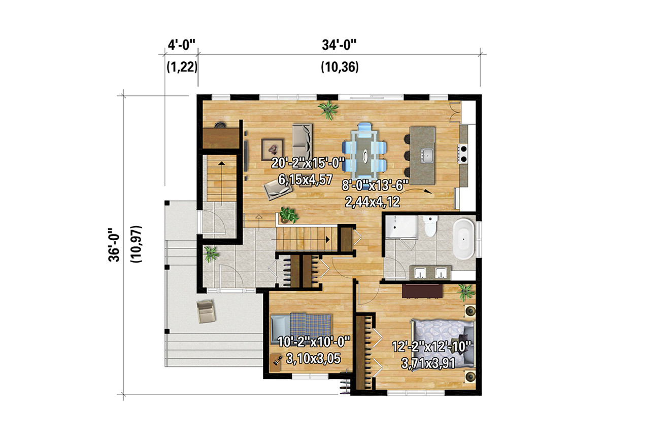 Farmhouse House Plan - 64436 - 1st Floor Plan