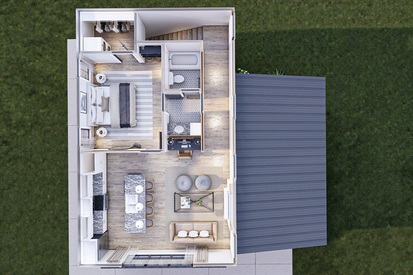 Farmhouse Style Carriage House Plan - 2nd Level Floor Plan Aerial View - Other Floor Plan
