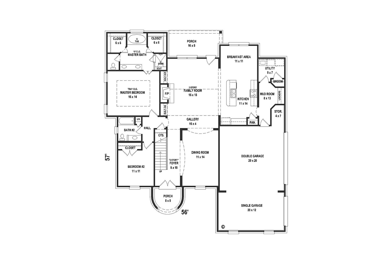 French Country House Plan - 27169 - 1st Floor Plan