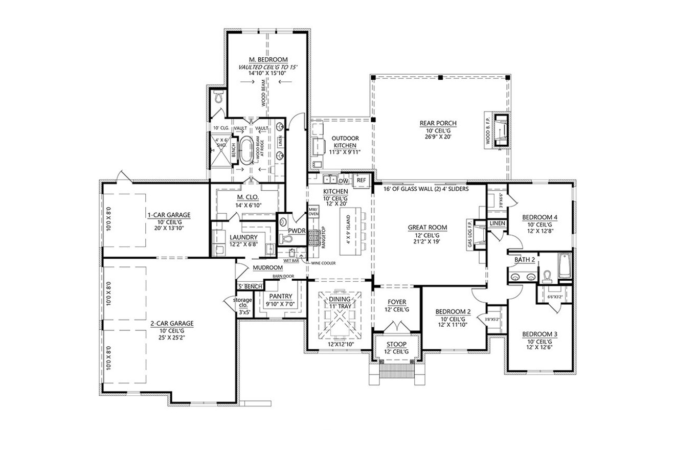 Farmhouse House Plan - Rosebud 72793 - 1st Floor Plan