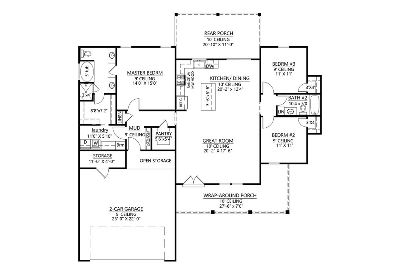 Farmhouse House Plan - Shadowcrest 22288 - 1st Floor Plan