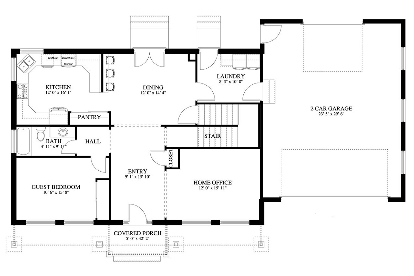 Traditional House Plan - Ashton 58623 - 1st Floor Plan