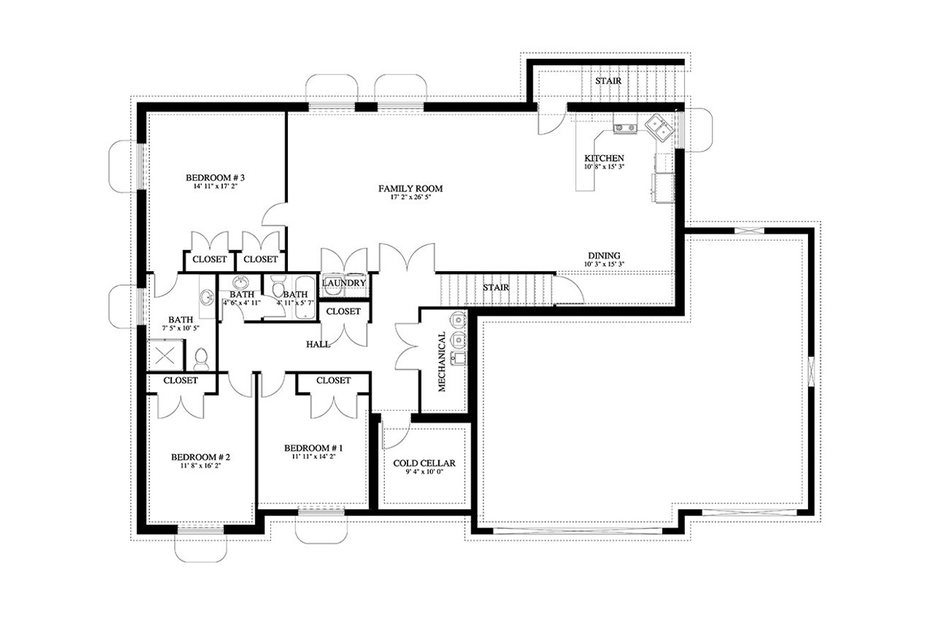 Ranch House Plan - Bishop 21561 - Basement Floor Plan
