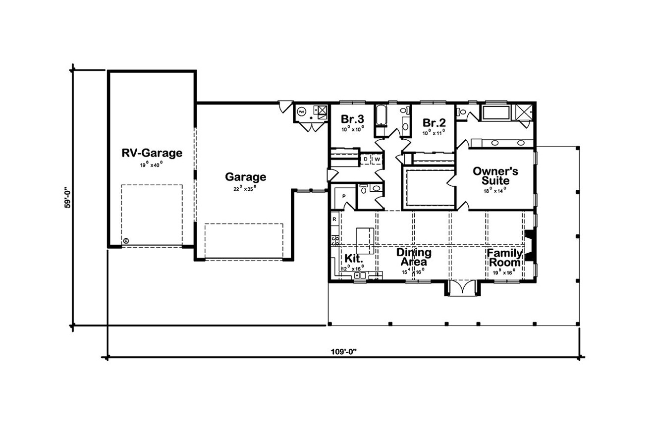 Modern House Plan - Serenity Barndominium 25575 - 1st Floor Plan