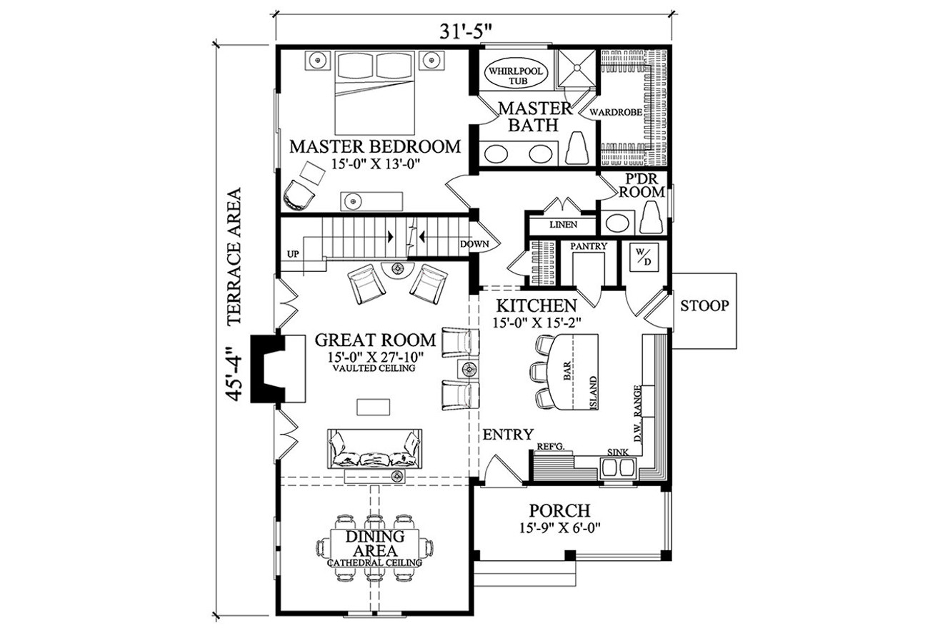 Craftsman House Plan - Touchstone 84962 - 1st Floor Plan