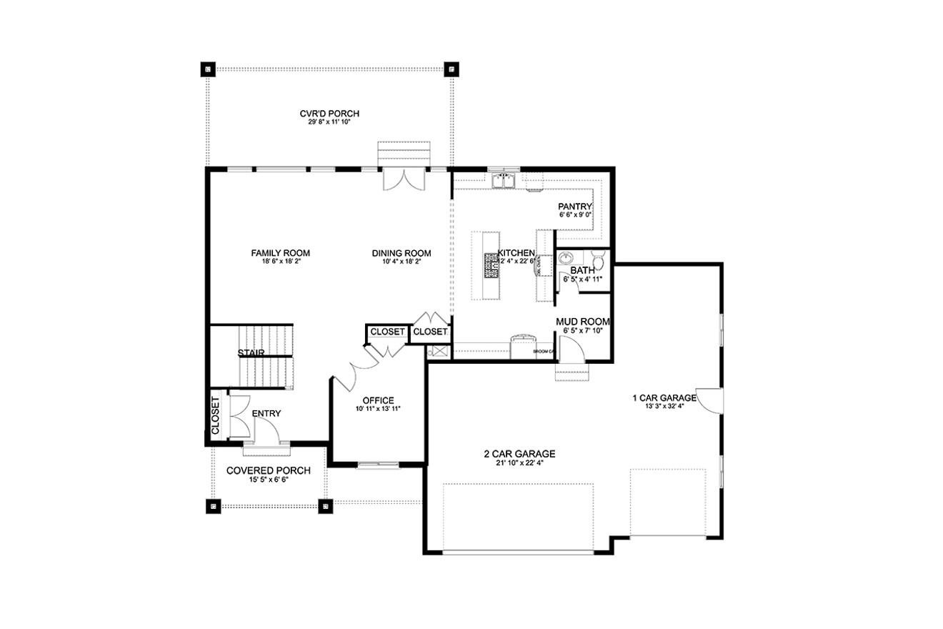 Craftsman House Plan - Granada 40832 - 1st Floor Plan
