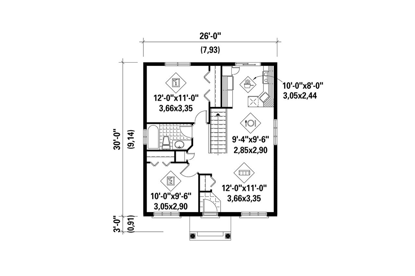 European House Plan - 89753 - 1st Floor Plan