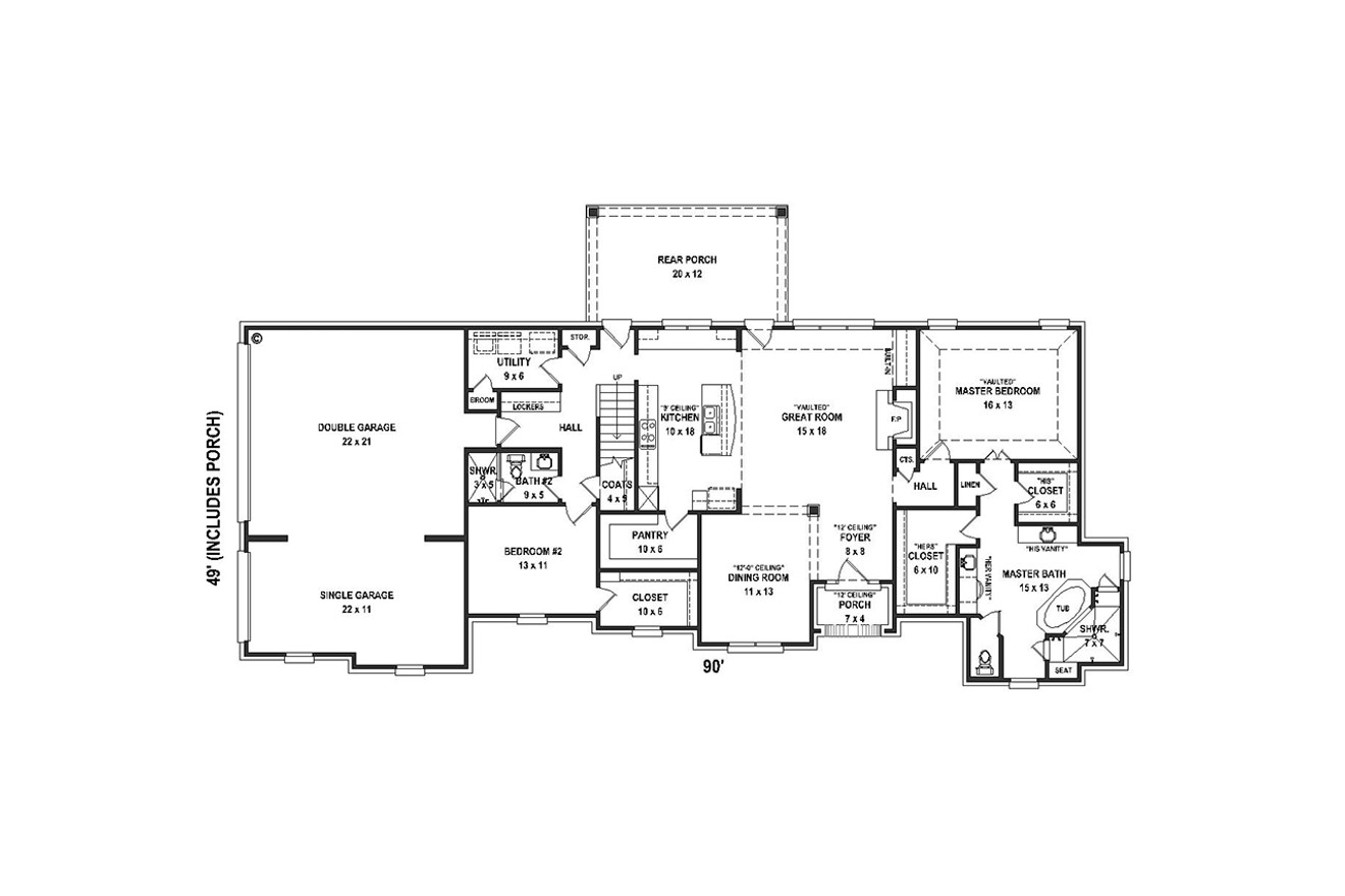 French Country House Plan - 56558 - 1st Floor Plan