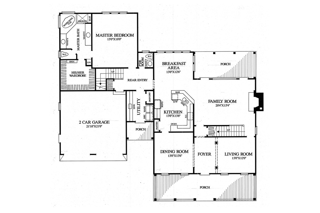 Southern House Plan - Bellhaven  64729 - 1st Floor Plan