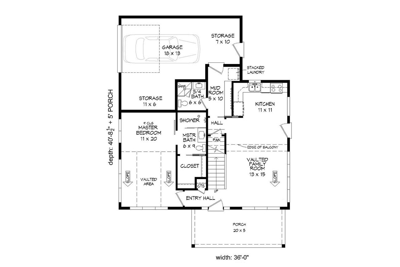 Cottage House Plan - Dry Fly Retreat 99108 - 1st Floor Plan