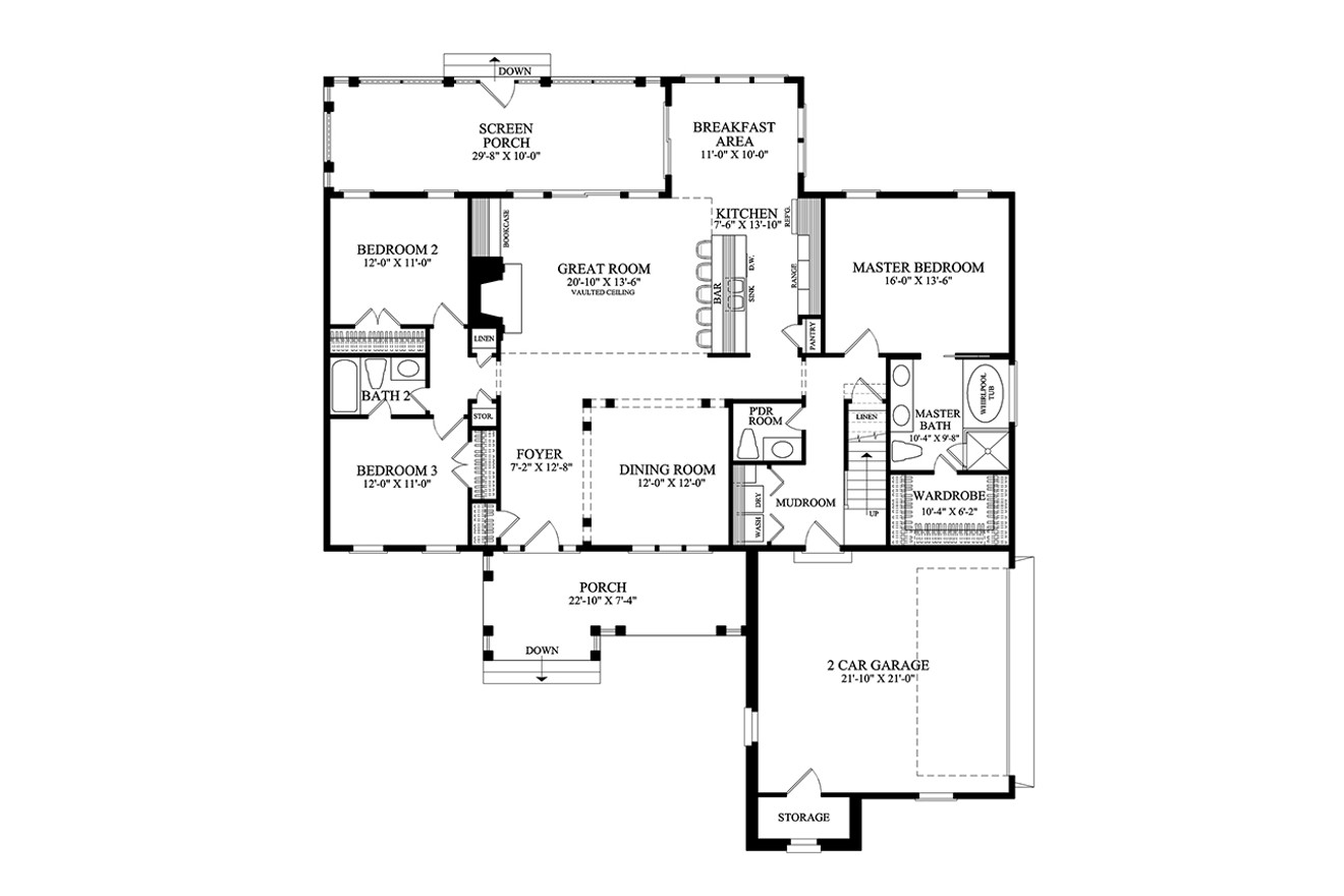 Country House Plan - Glendale 18136 - 1st Floor Plan