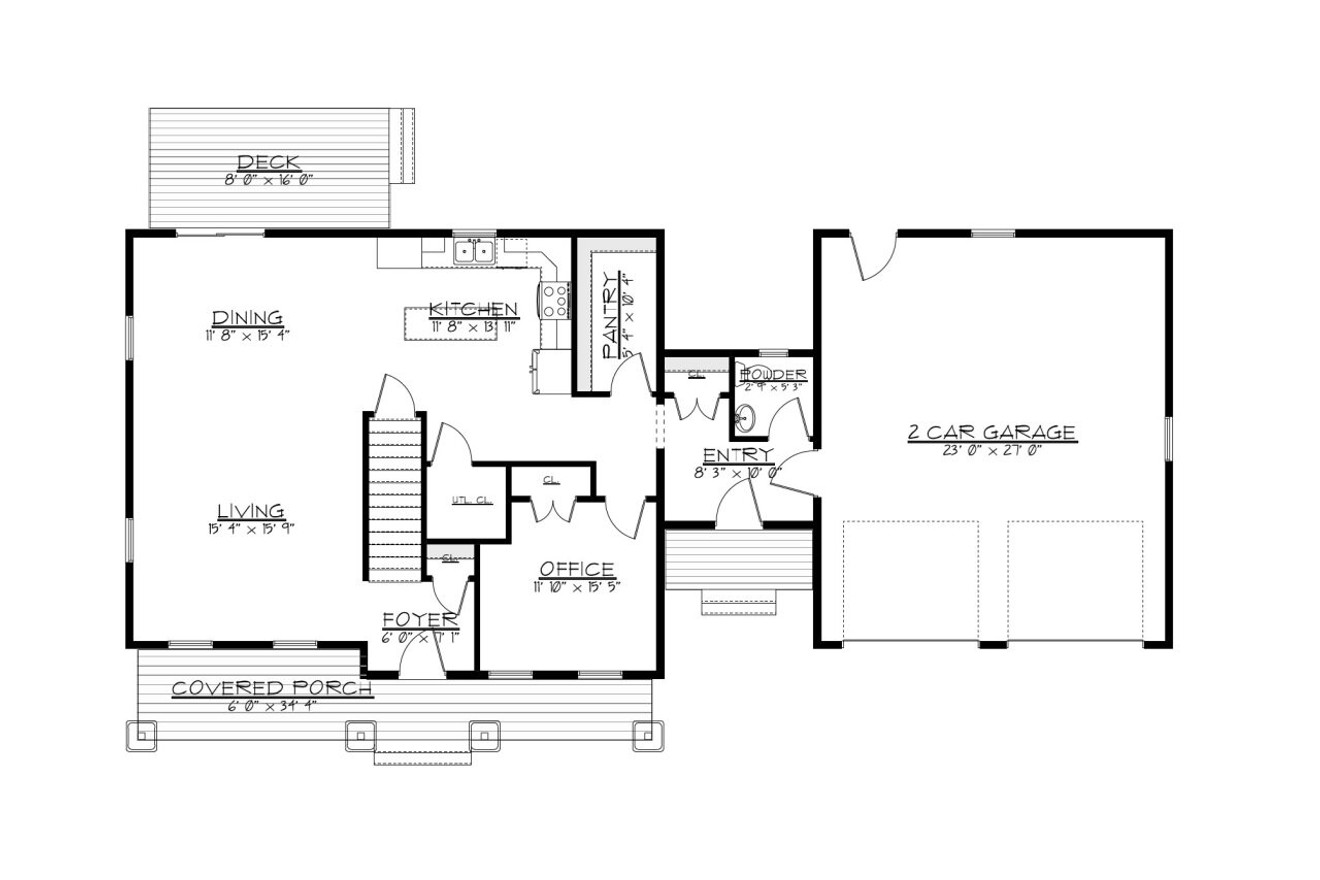 Colonial House Plan - Laurel Oak 25309 - 1st Floor Plan