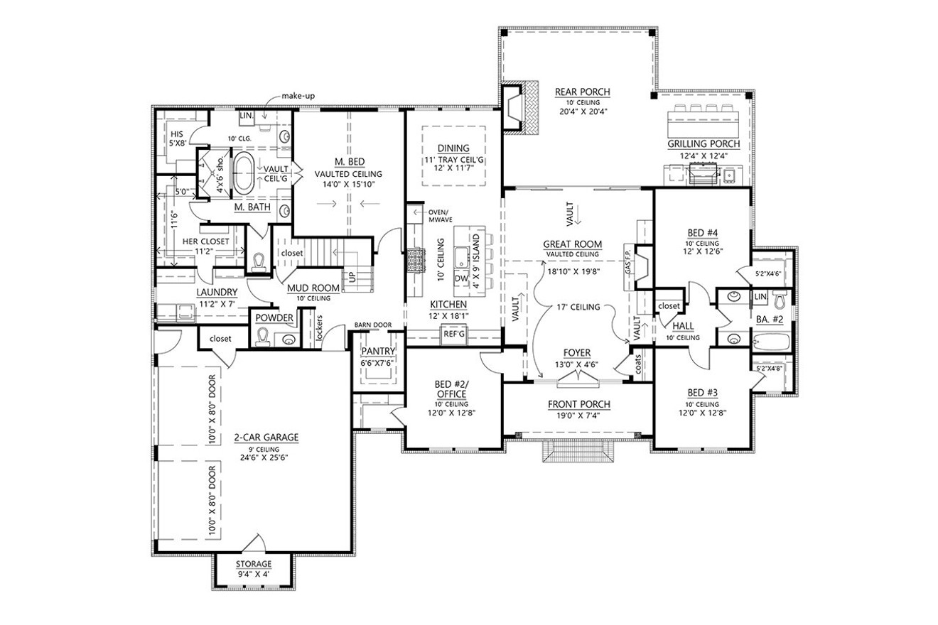 Farmhouse House Plan - Lotus 56546 - 1st Floor Plan