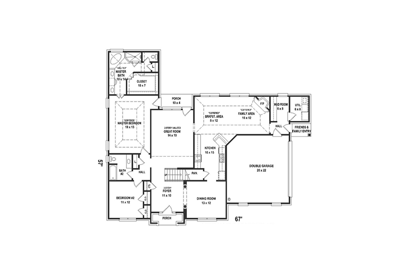 French Country House Plan - 33475 - 1st Floor Plan