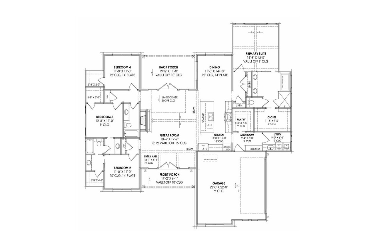 Farmhouse House Plan - 99486 - 1st Floor Plan