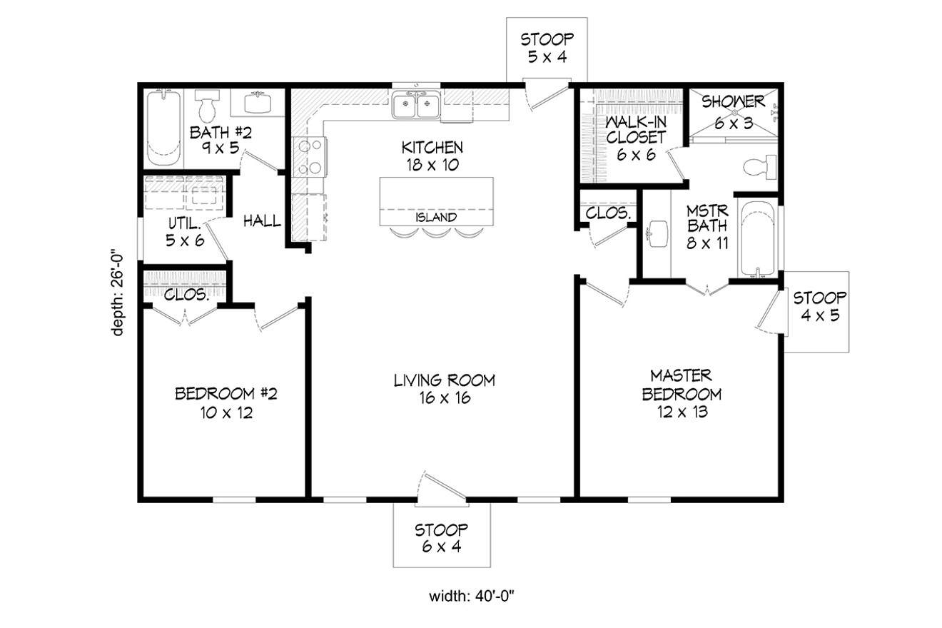 Traditional House Plan - Acorn 30123 - 1st Floor Plan