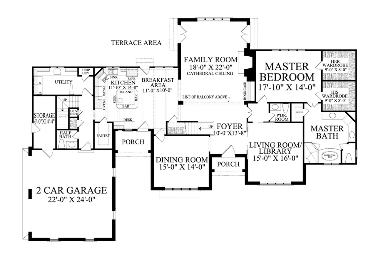 French Country House Plan - Manoir de Bais 53742 - 1st Floor Plan