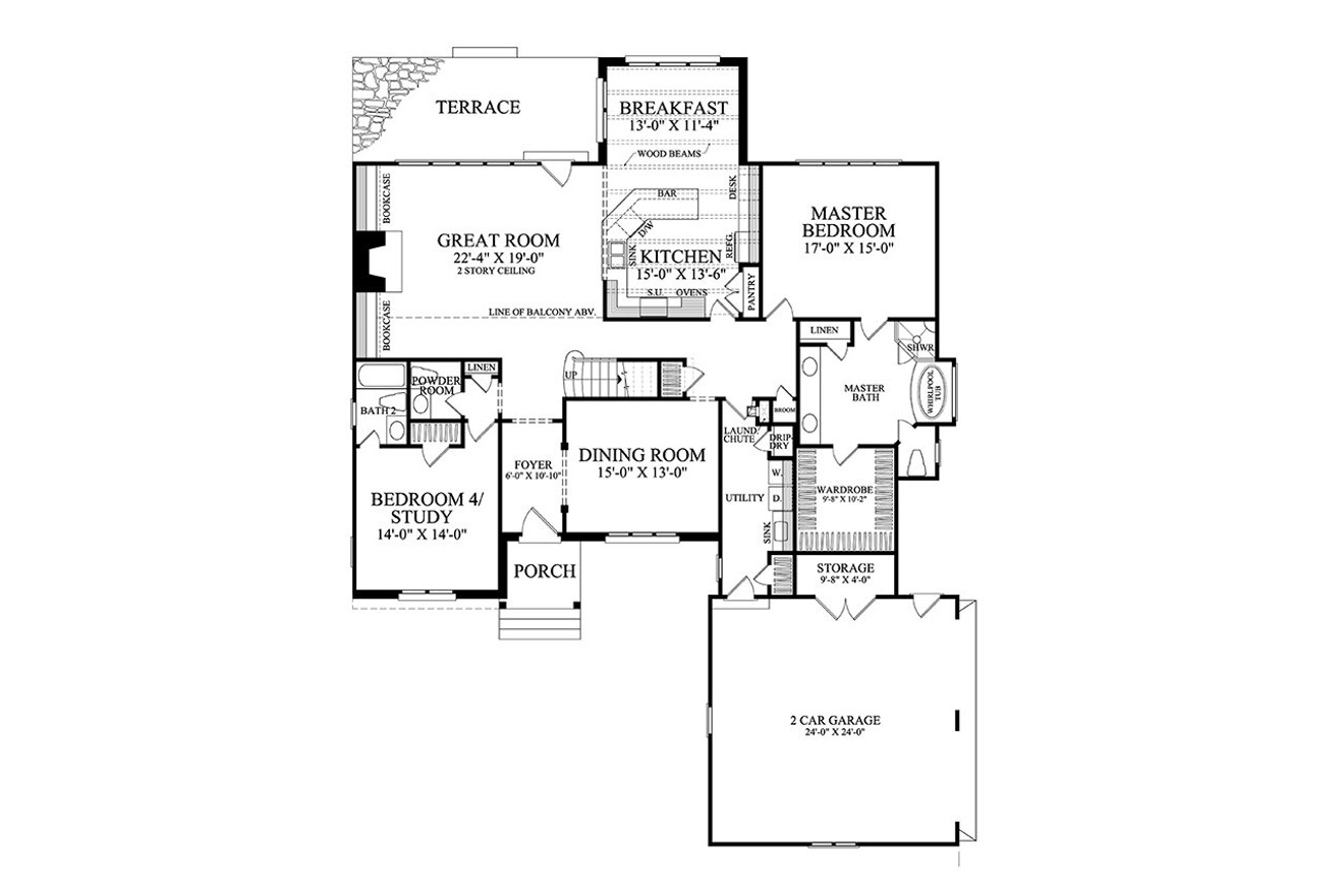 Tudor House Plan - Saint Clair 77519 - 1st Floor Plan