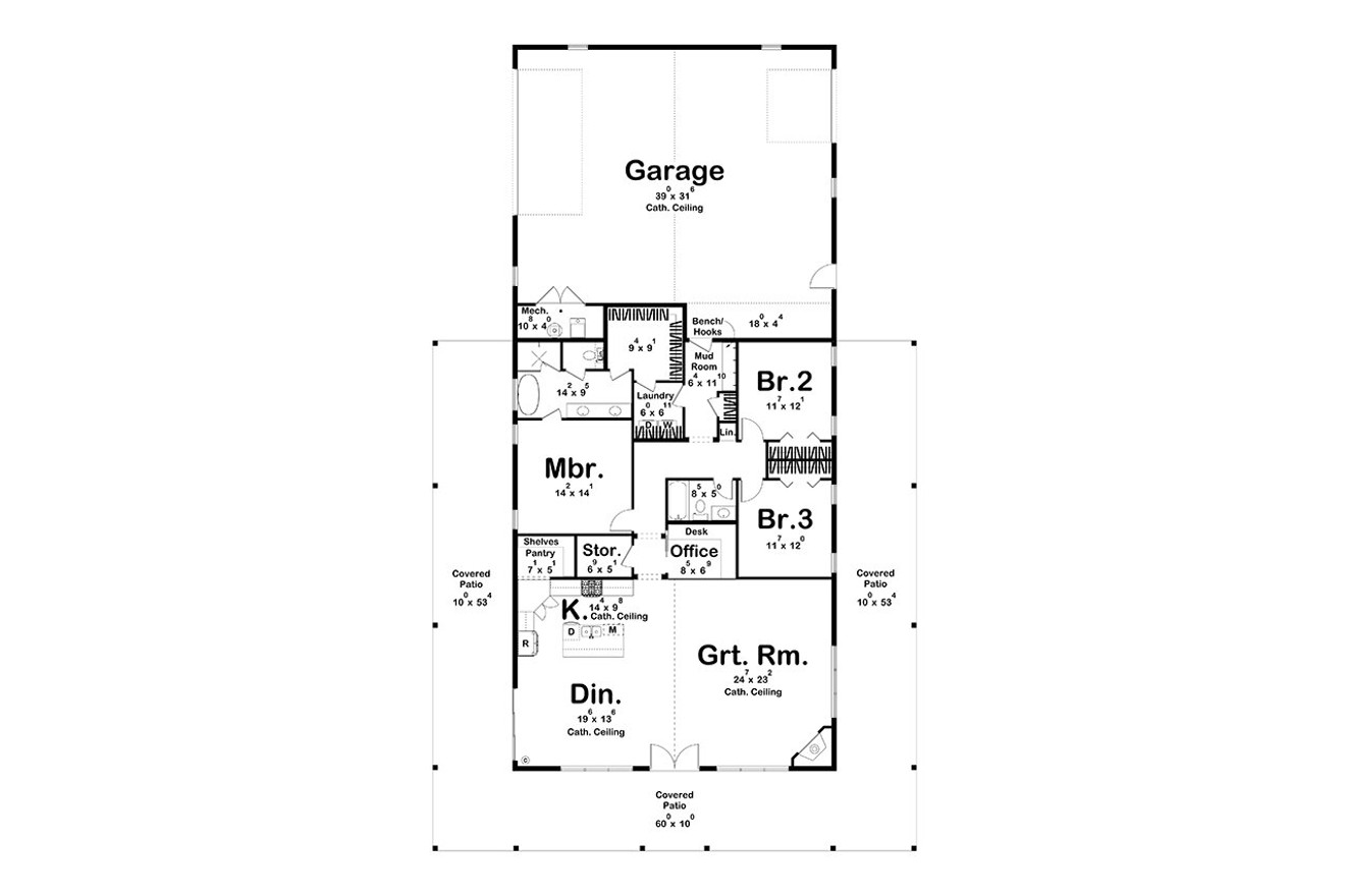 Country House Plan - Chimney Rock 82603 - 1st Floor Plan