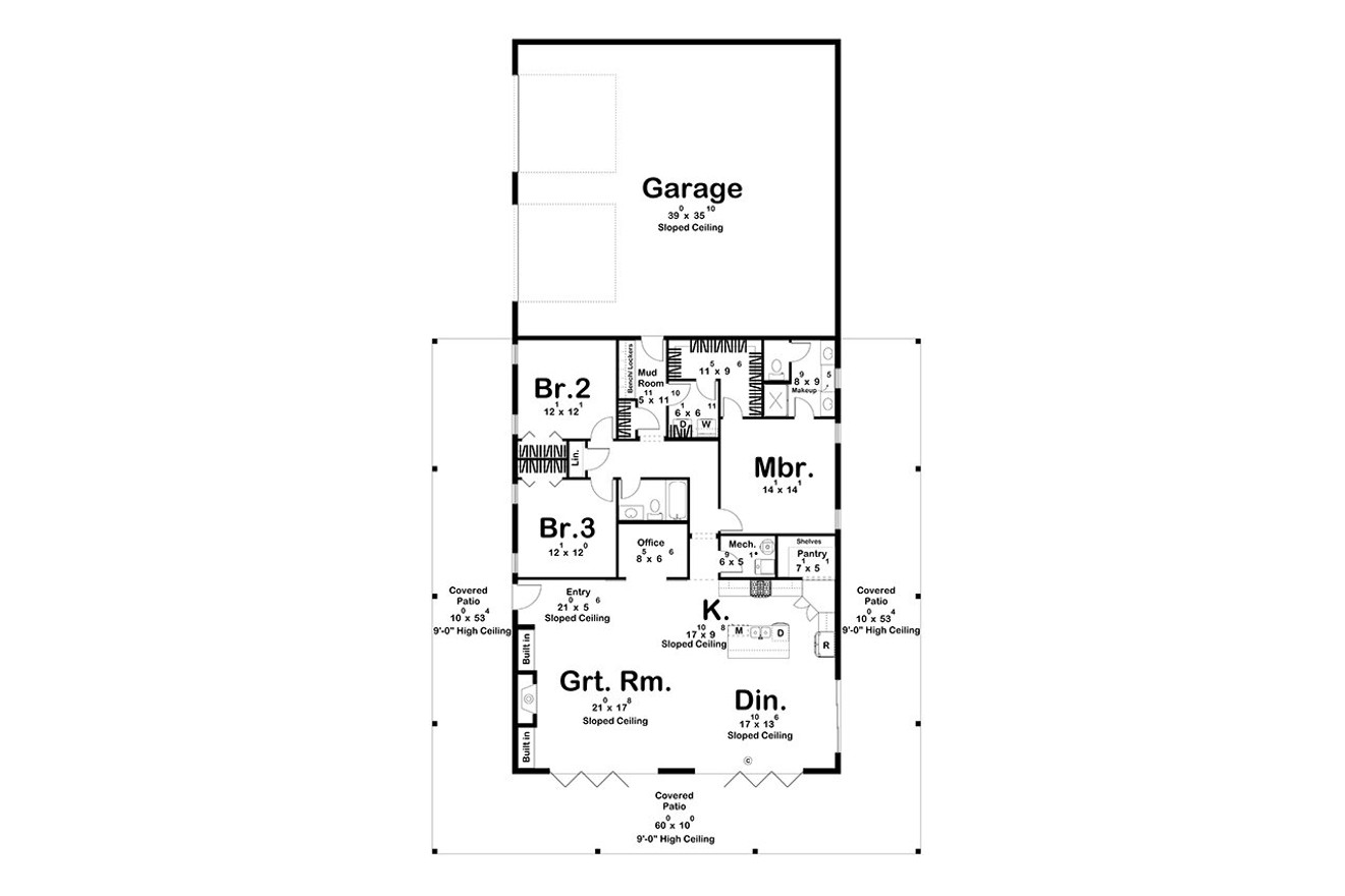 Modern House Plan - Center Hill 85247 - 1st Floor Plan