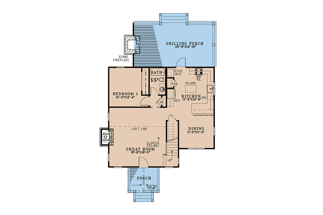 Craftsman House Plan - Aspen Falls Retreat 33077 - 1st Floor Plan
