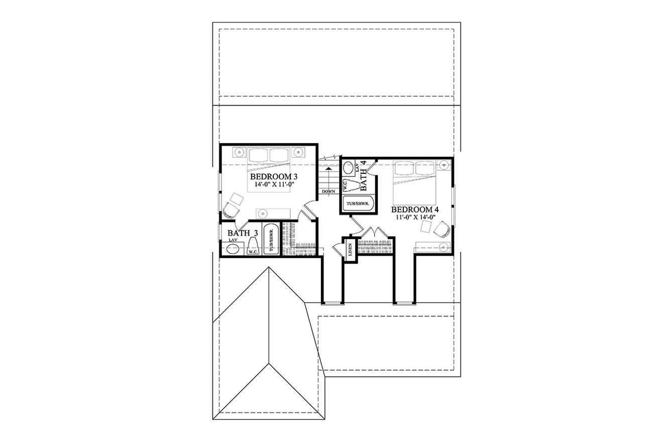Secondary Image - Cottage House Plan - Rose Cottage 44930 - 2nd Floor Plan