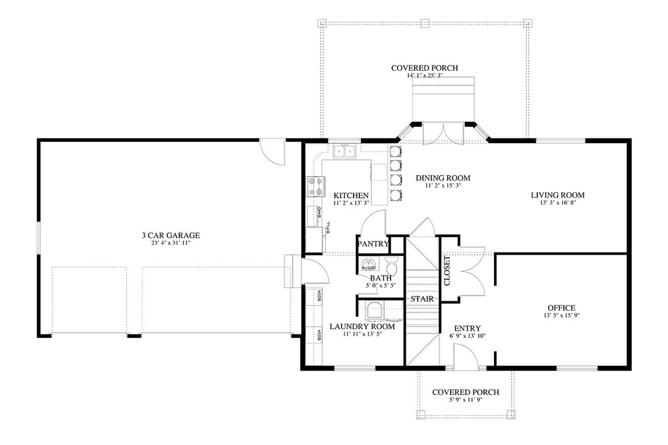 Traditional House Plan - Eden Crest 30706 - 1st Floor Plan