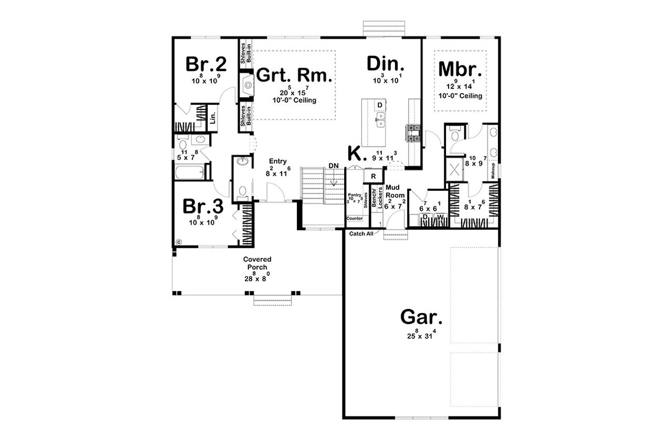 Ranch House Plan - Stonehaven 33791 - 1st Floor Plan