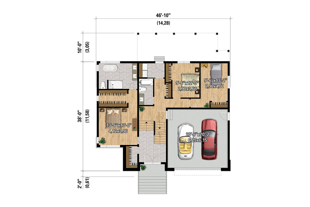Modern House Plan - 91160 - 1st Floor Plan
