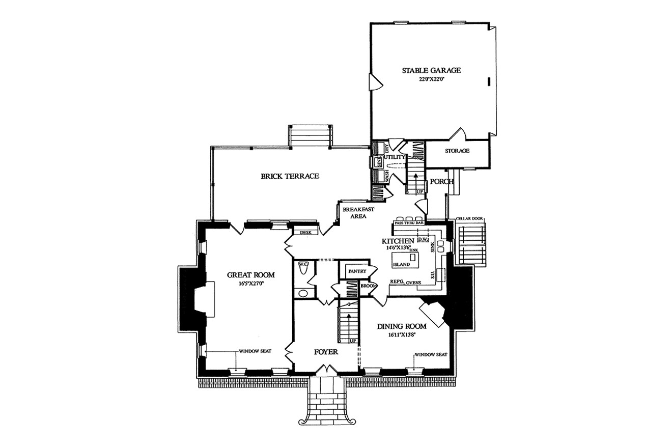 Colonial House Plan - Eighteenth-Century House 35591 - 1st Floor Plan