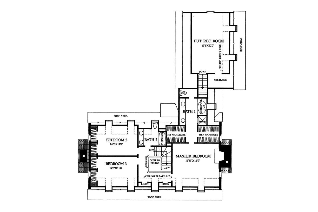 Secondary Image - Colonial House Plan - Eighteenth-Century House 35591 - 2nd Floor Plan