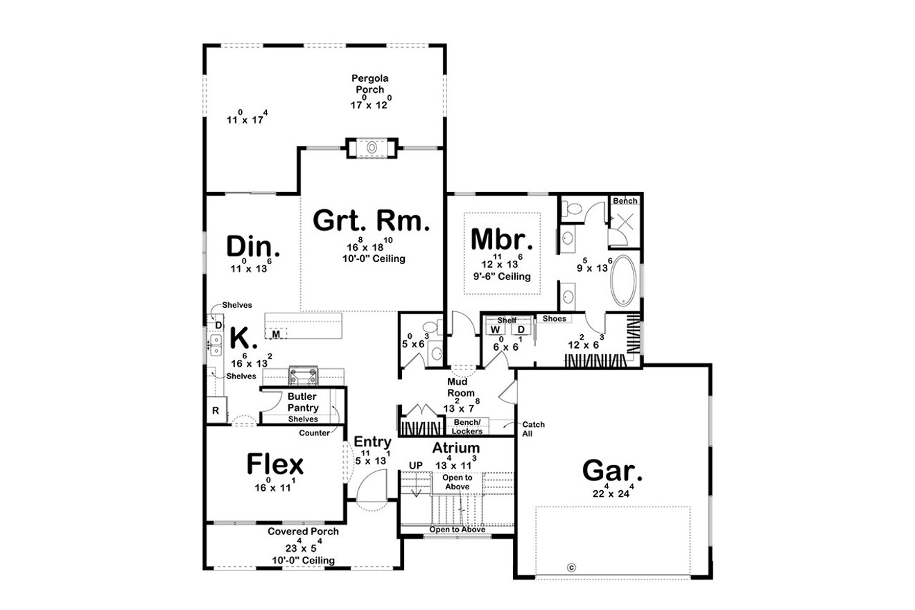 Southwest House Plan - Citrus View 66272 - 1st Floor Plan