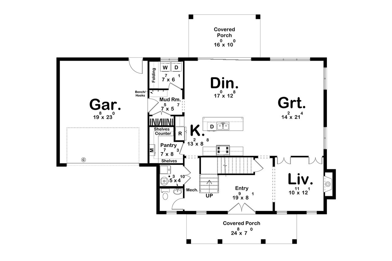 Colonial House Plan - Brewsters Mill 60853 - 1st Floor Plan