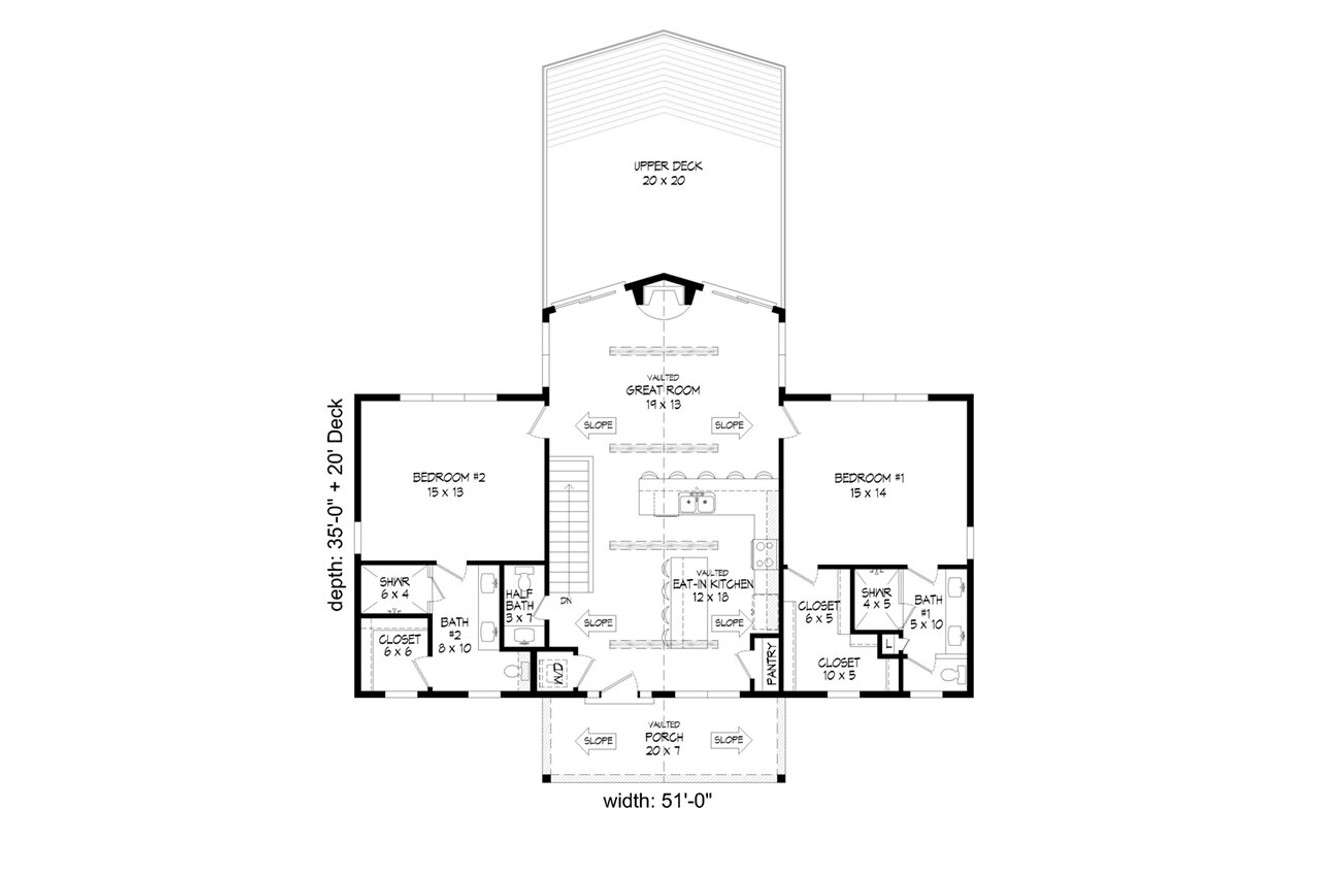 Craftsman House Plan - Bear Run 14247 - 1st Floor Plan