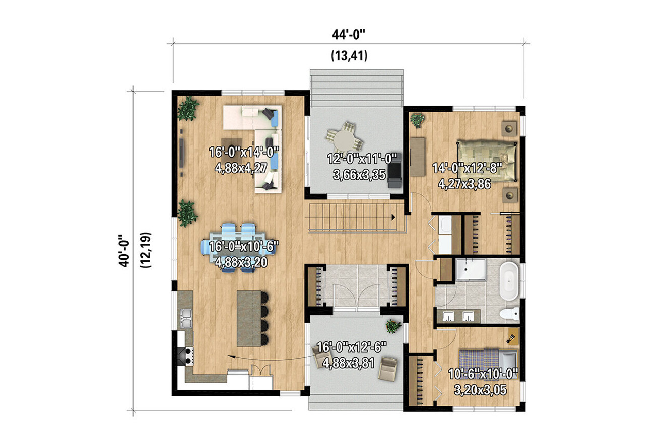 Modern House Plan - 69600 - 1st Floor Plan