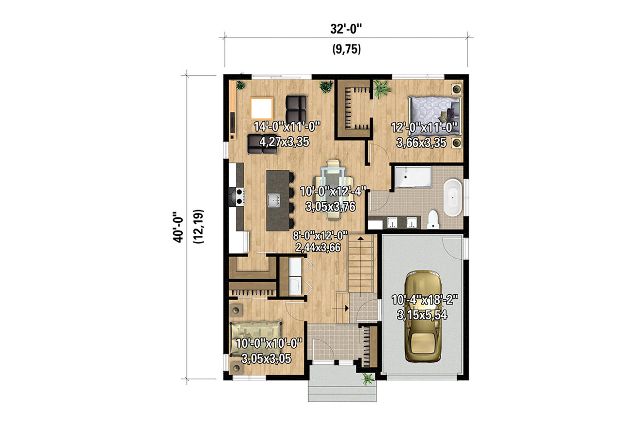 European House Plan - 70036 - 1st Floor Plan
