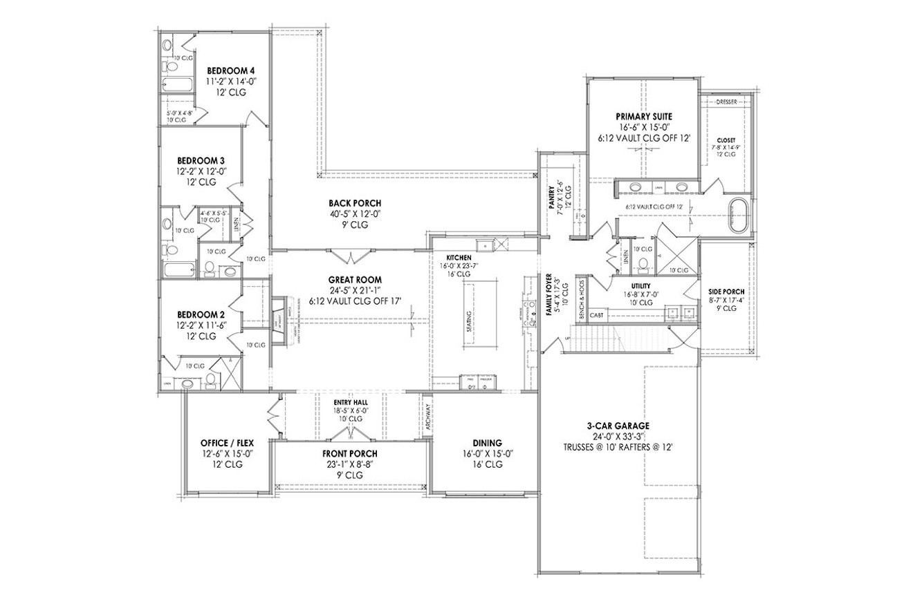 Modern House Plan - 99585 - 1st Floor Plan