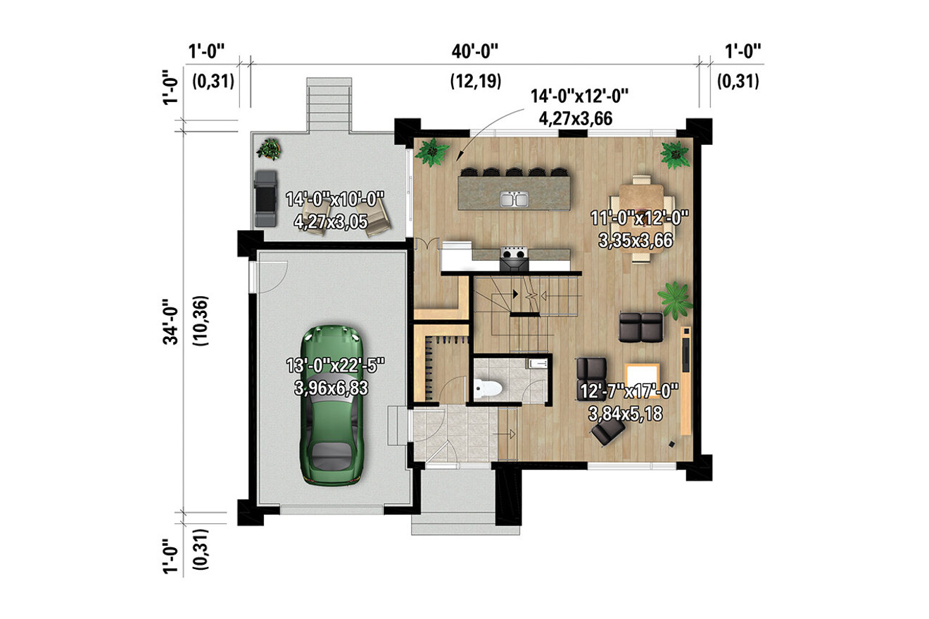 European House Plan - 46203 - 1st Floor Plan