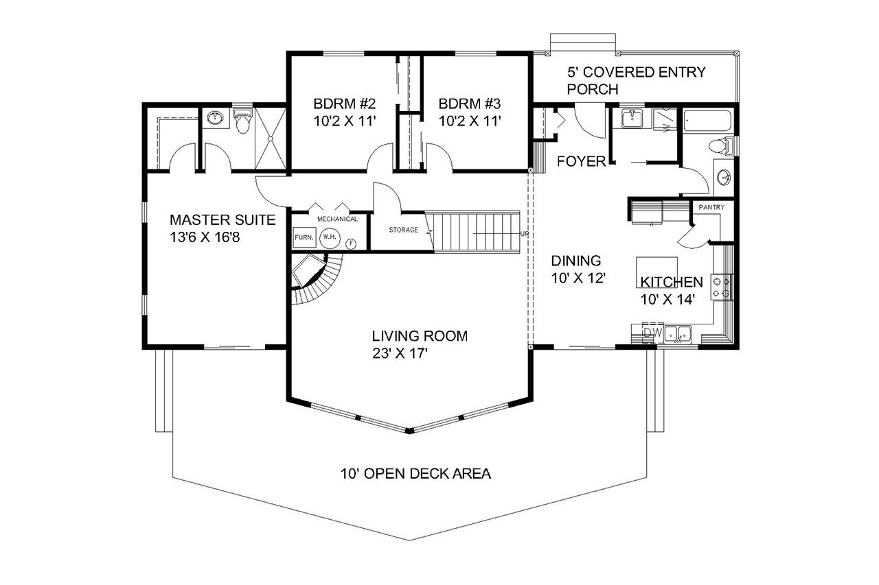 A-Frame House Plan - 53999 - 1st Floor Plan