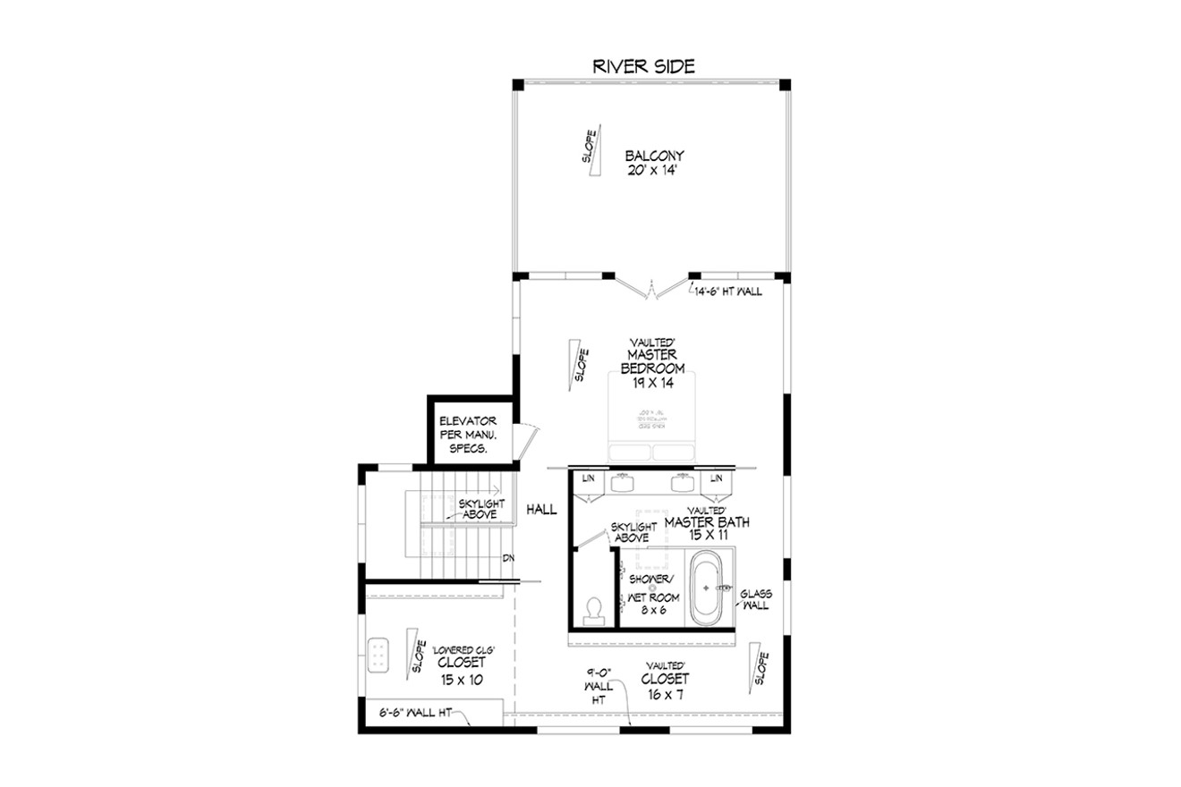 Secondary Image - Modern House Plan - River Canyon View  42391 - 2nd Floor Plan