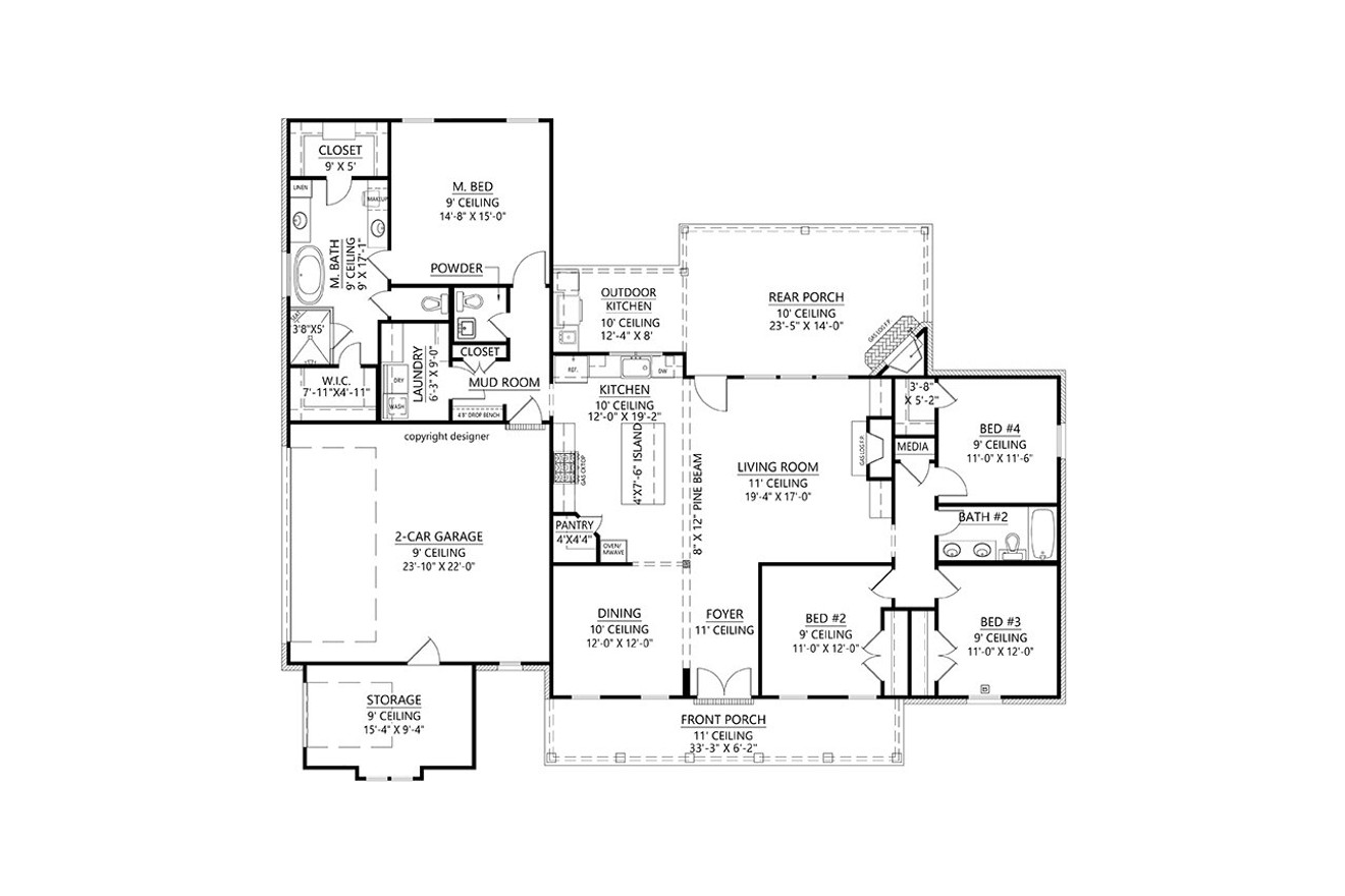 Farmhouse House Plan - Hickory Ridge 13430 - 1st Floor Plan