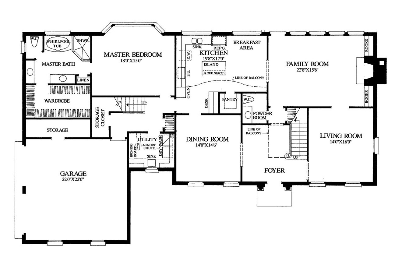 Colonial House Plan - Boothe 54608 - 1st Floor Plan