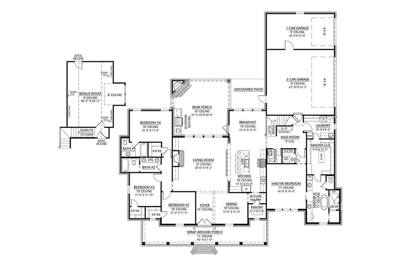 Southern House Plan - Baton Rouge 23451 - 1st Floor Plan