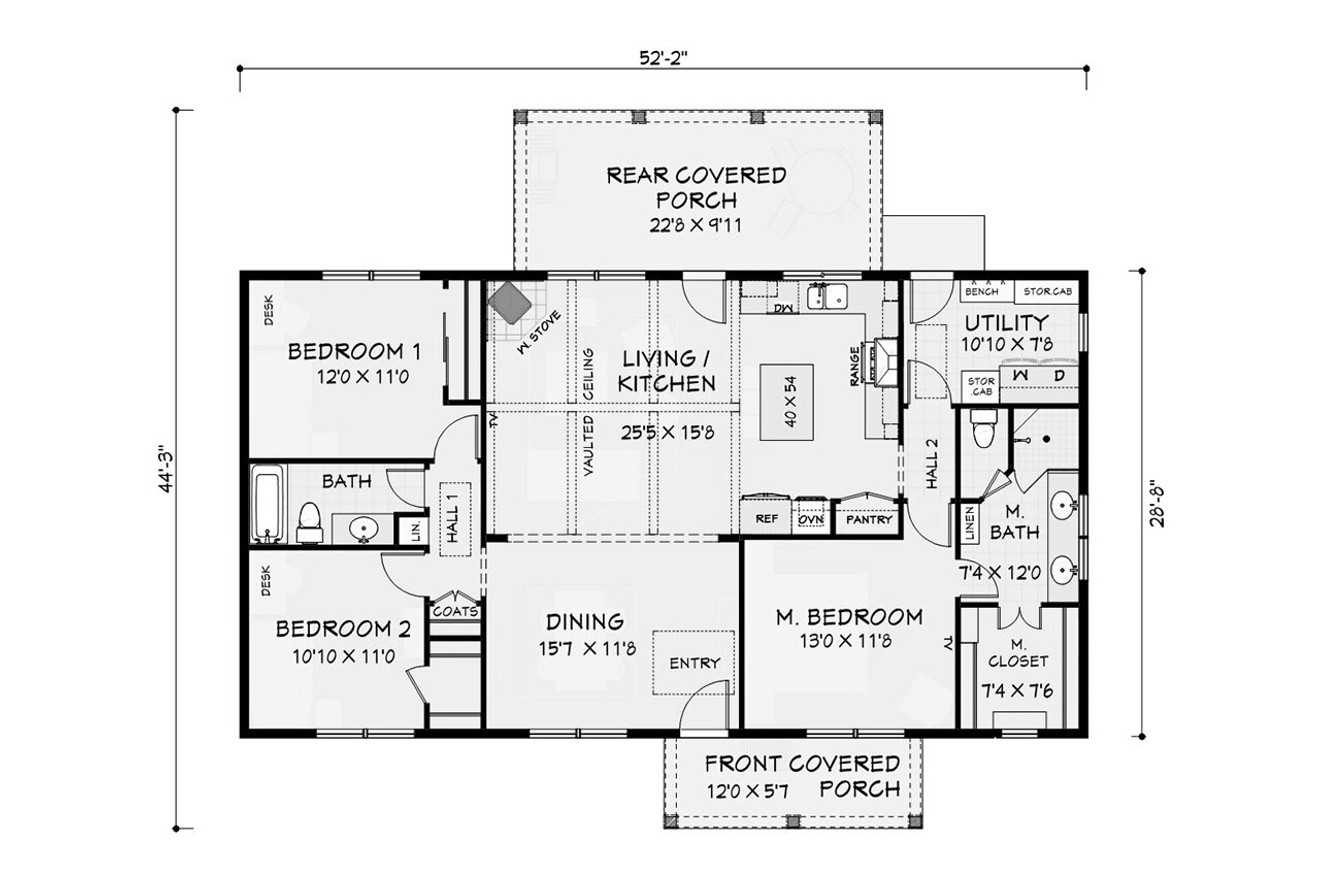 Craftsman House Plan - 82000 - 1st Floor Plan