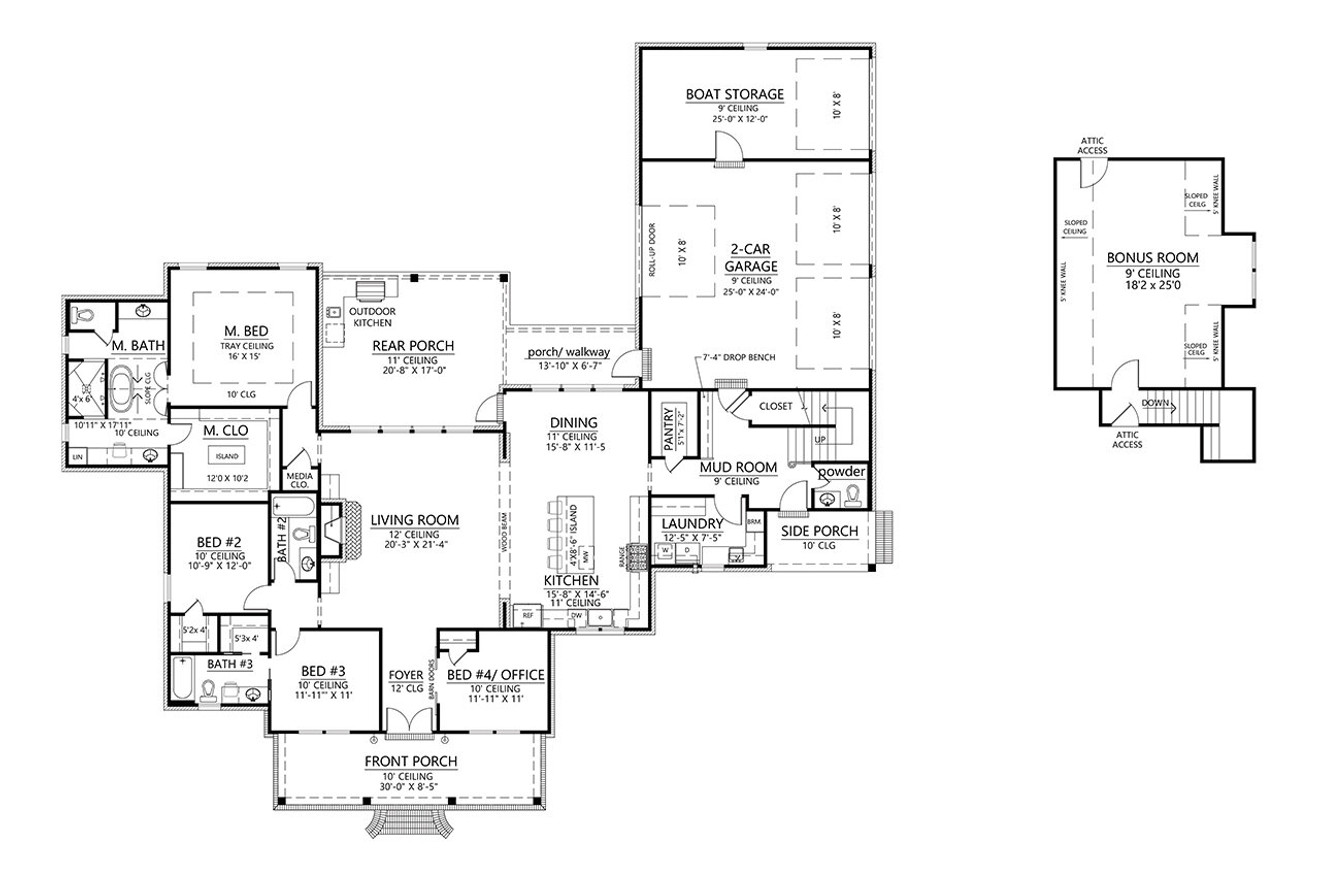 Farmhouse House Plan - Fox Run 45533 - 1st Floor Plan