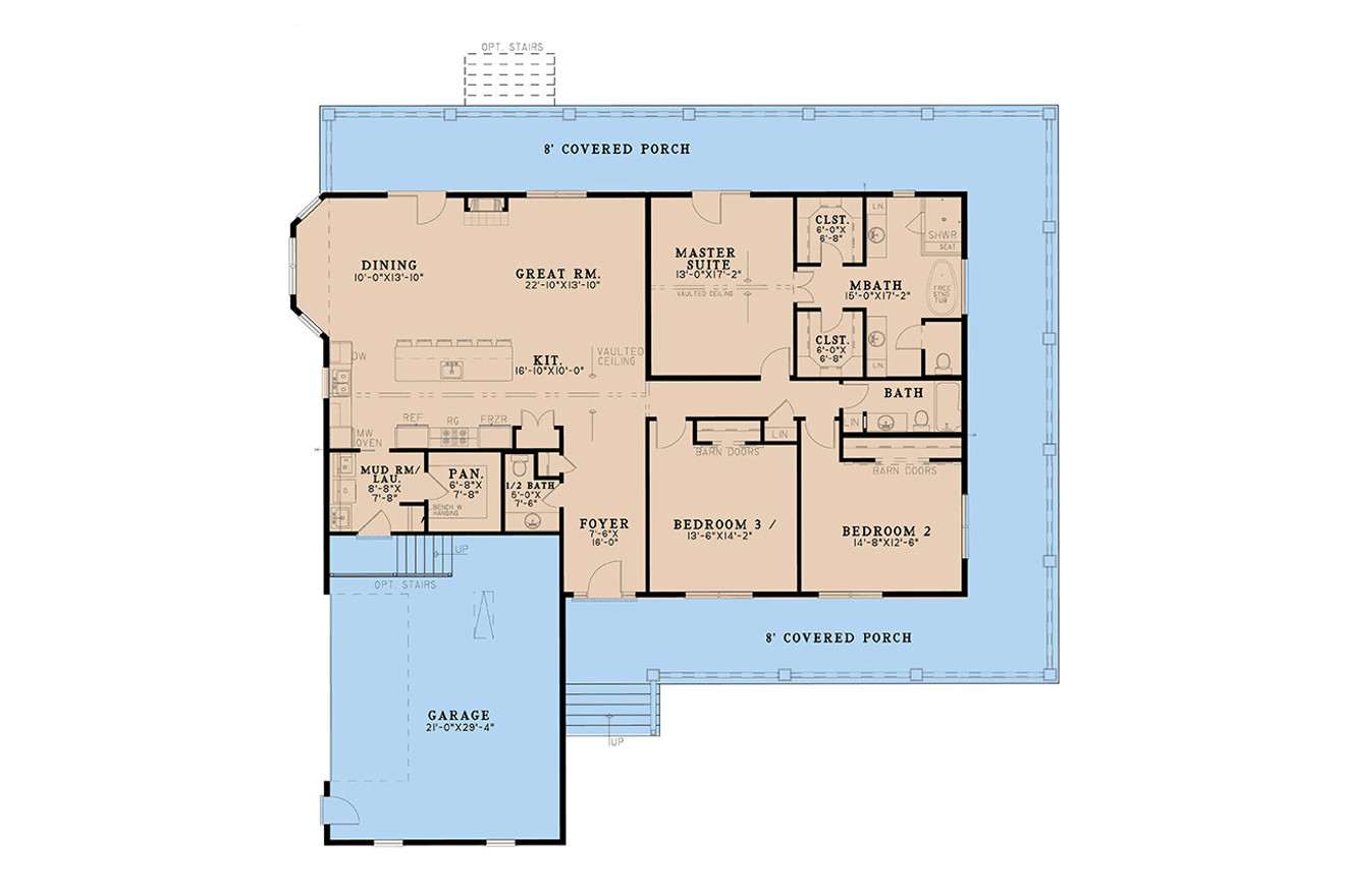 Farmhouse House Plan - Cumberland Mill 70125 - 1st Floor Plan