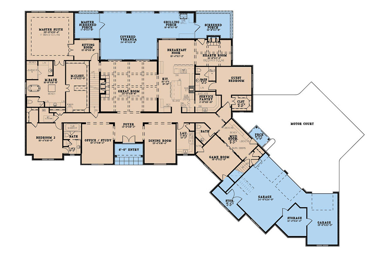 European House Plan - Arlington Estate 53921 - 1st Floor Plan